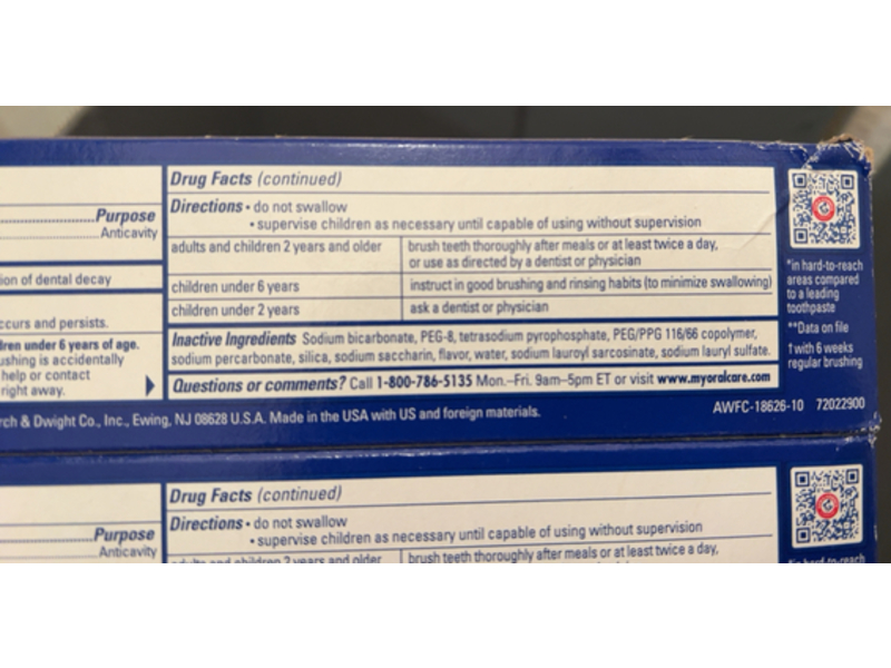 Arm & Hammer Advance White Toothpaste, Clean Mint, 6.0 oz/170 g, 4 Count