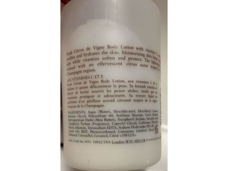Fresh Citron De Vigne Body Lotion, Vitamins C & E, 10 fl oz/300 mL