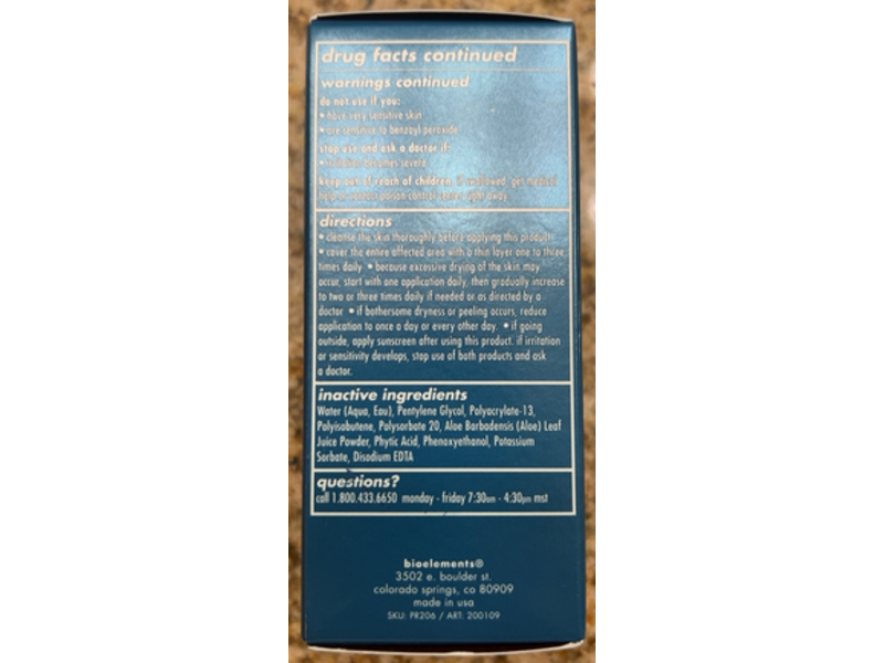 Bioelements Breakout Control Acne Spot Treatment, 5% benzoyl Peroxide, 1 fl oz/29 mL