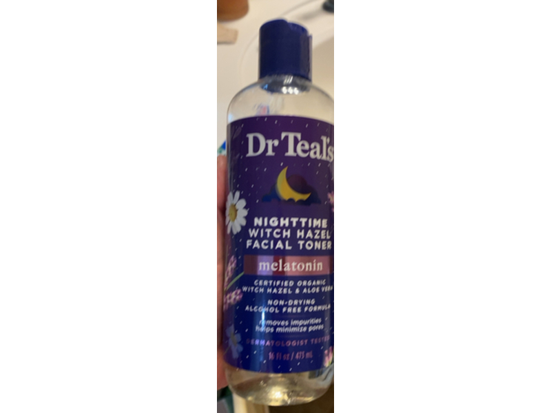 Dr Teal's Nighttime Witch Hazel Facial Toner, Melatonin, 16 fl oz, 473 mL