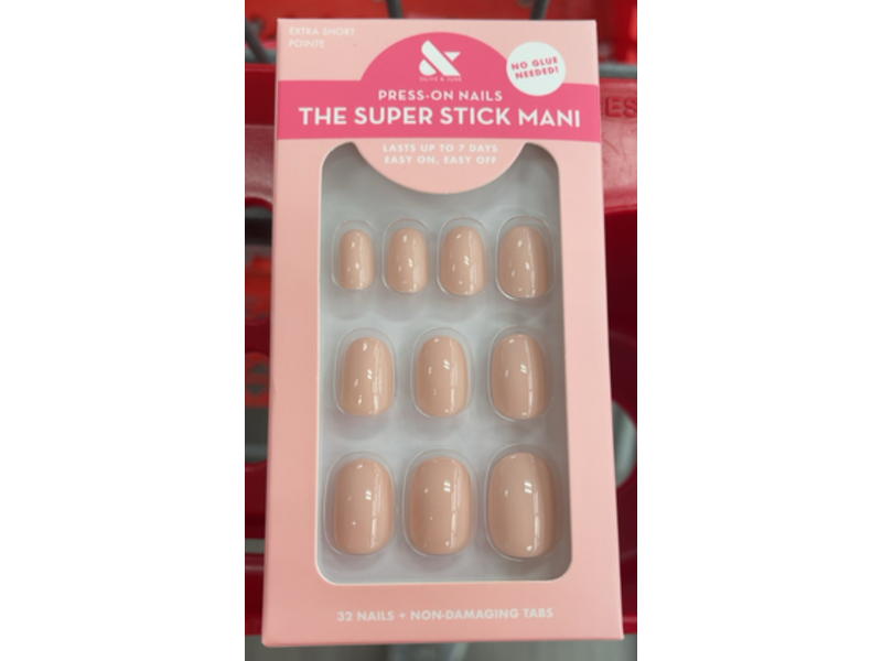Olive & June The Super Stick Mani Press-On Nails, Pointe, 32 Count