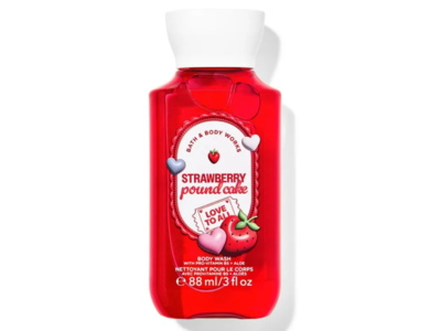 Bath & Body Works Strawberry Pound Cake Body Wash, Pro-Vitamin B5 + Aloe, 3 fl oz/88 mL