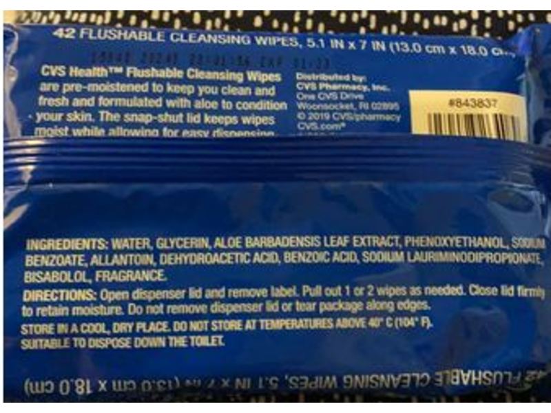 Cvs Health Flushable Cleansing Wipes With Aloe, 42 Count