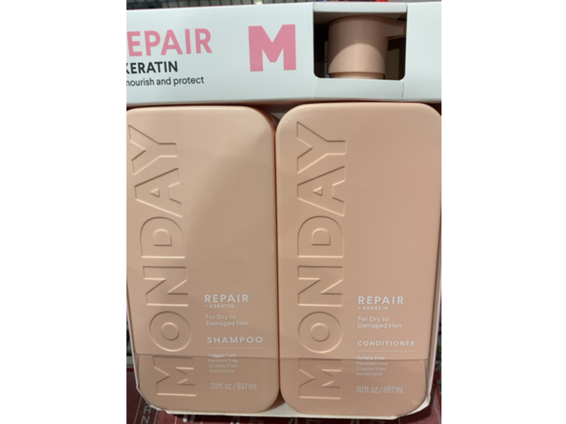 Monday Repair + Keratin Shampoo & Conditioner, 30 fl oz/887 mL
