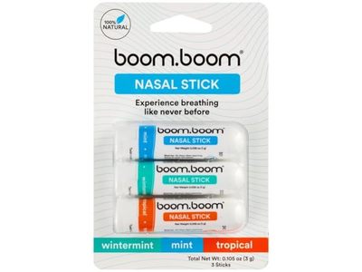 BoomBoom Nasal Stick, Mint, Wintermint & Tropical, 0.105 oz/3 g