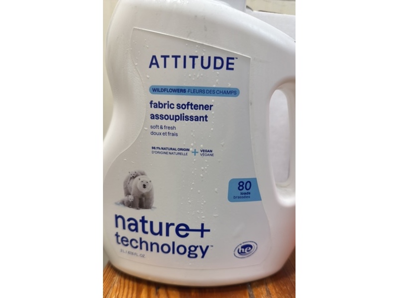 Attitude Fabric Softener Liquid, Wildflowers, 67.6 fl oz/2 L, 80 Loads