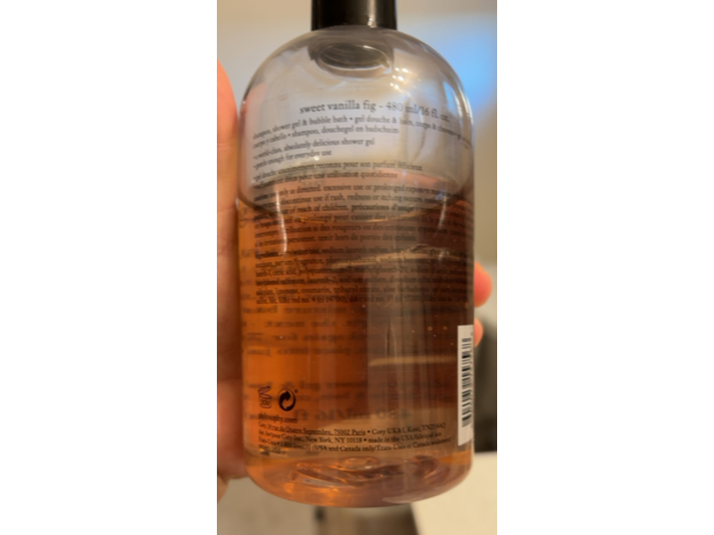 Philosophy Sweet Vanilla Fig Shampoo, Shower Gel & Bubble Bath, 16 fl oz/480 mL