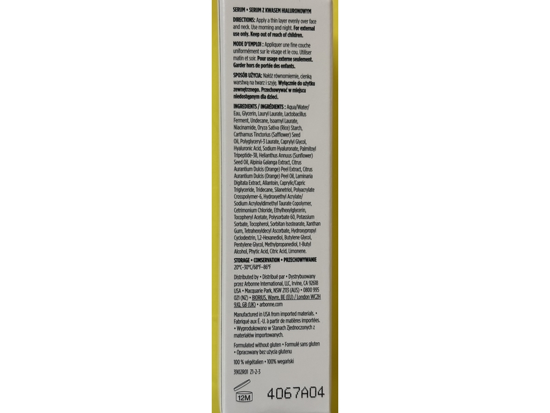 Arbonne Derm Results Advanced Serum, Hyaluronic Acid, 1 fl oz/30 mL