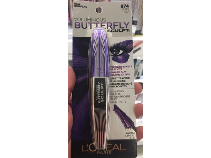 L'Oreal Paris Voluminous Butterfly Sculpt Mascara, 874 Black Noir, 0.27 fl oz/8.1 mL