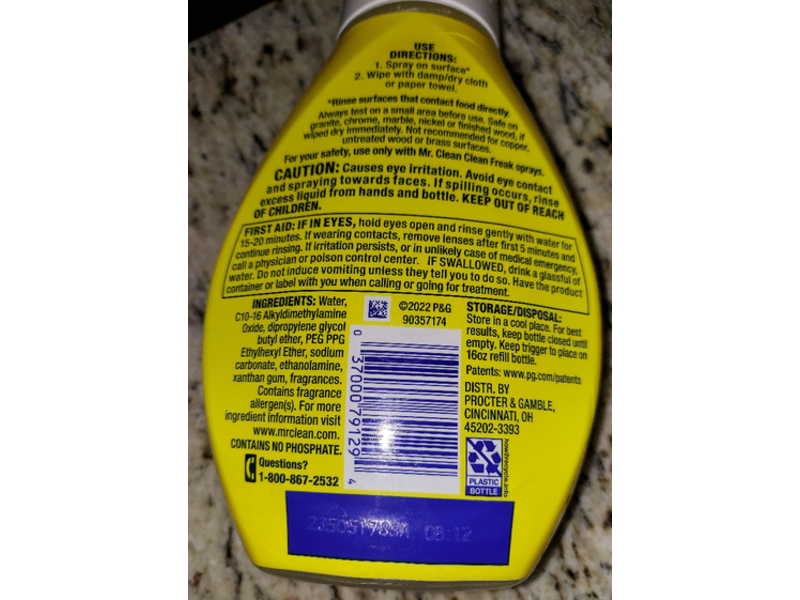 Mr. Clean Clean Freak Deep Cleaning Mist, Lemon Zest, 16 fl oz/473 mL