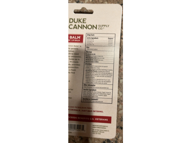 Duke Cannon Balm Lip Balm, SPF 15, 0.56 oz/17 g