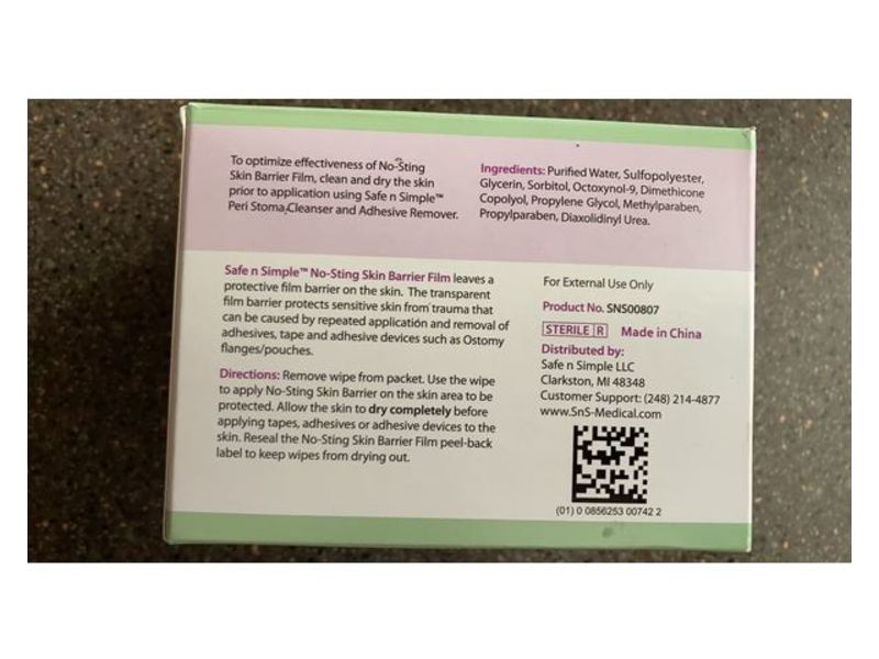 Safe n' Simple Skin Barrier No-Sting Skin Wipes, 25 Count and No-Sting Skin Barrier Film, Large