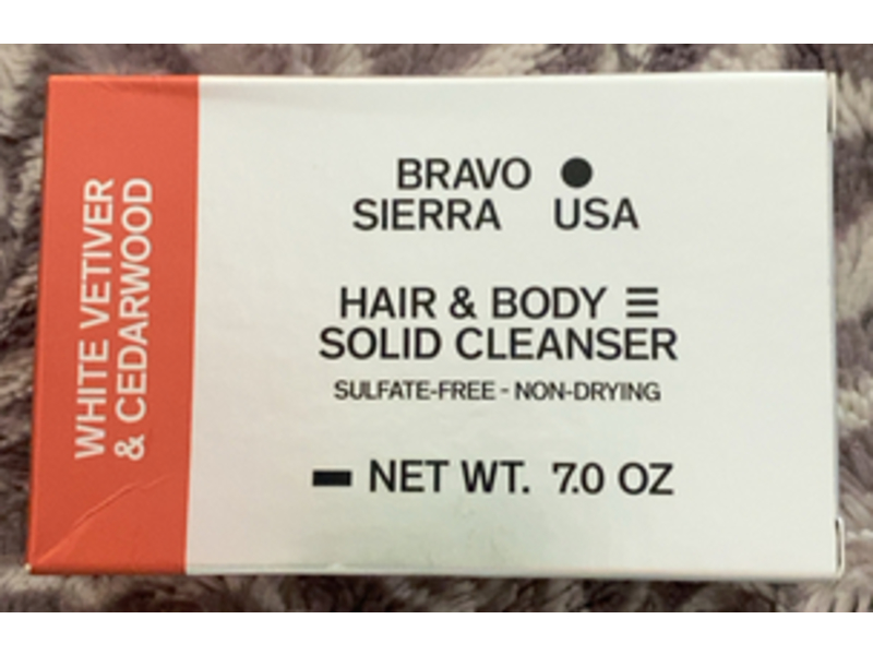 Bravo Sierra Hair & Body Solid Cleanser, White Vetiver & Cedarwood, 7.0 oz