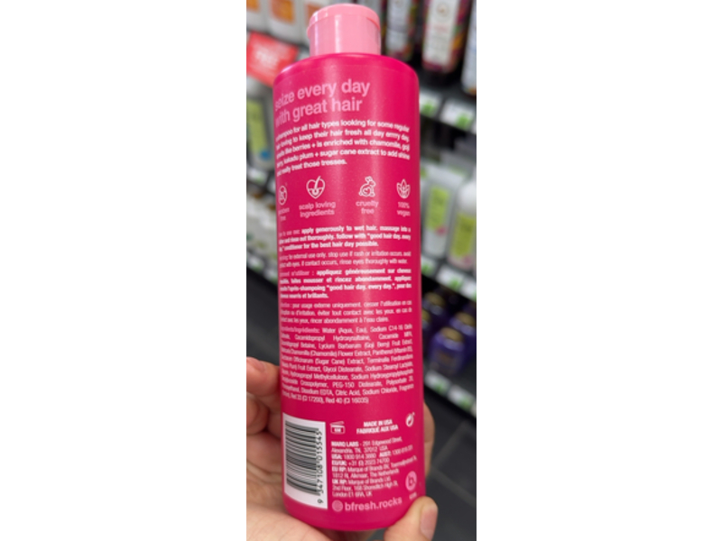 B.Fresh Berry Bliss Daily Care Shampoo, Chamomile + Goji Berry & Kakadu Palm, 12 fl oz/355 mL