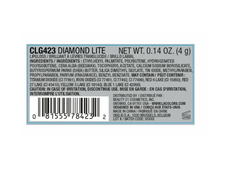 L.A. Colors Holographic Iridescent Lipgloss, Diamond Lite, 0.14 oz/4 g