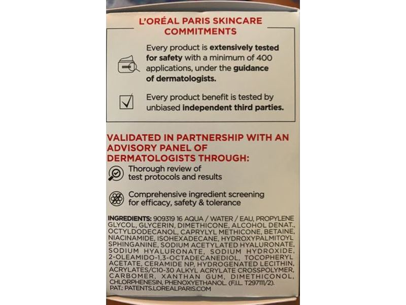 L'Oreal Paris Revitalift Derm Intensives Water Cream, Hyaluronic Acid + Ceramides, 1.7 oz/48 g