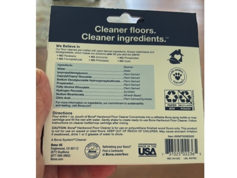 Bona Hardwood Floor Cleaner Concentrate, 1 oz/30 mL, Pack Of 4