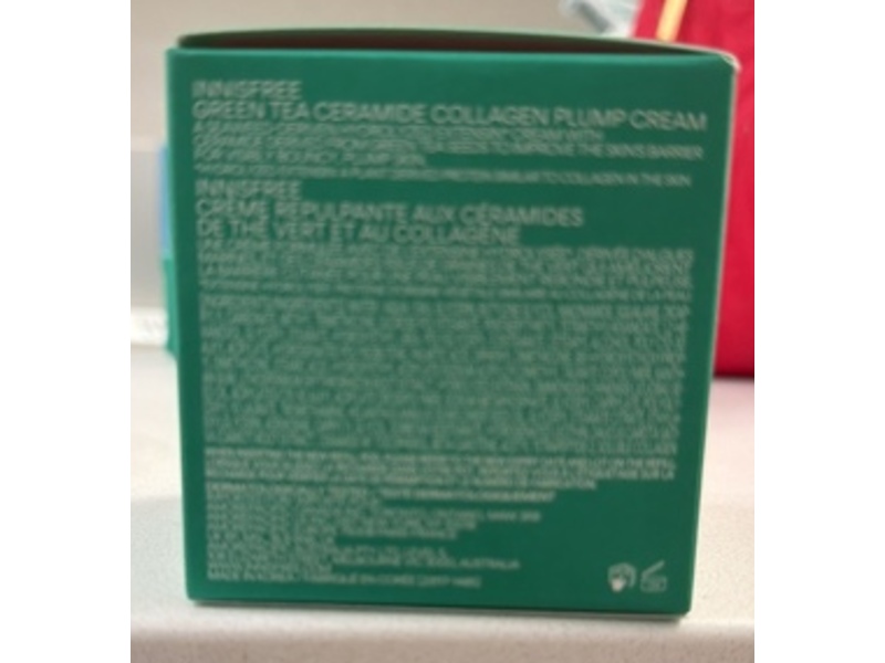 InnisFree Plump Cream, Green Tea + Ceramide + Collagen, 1.69 fl oz/50 mL