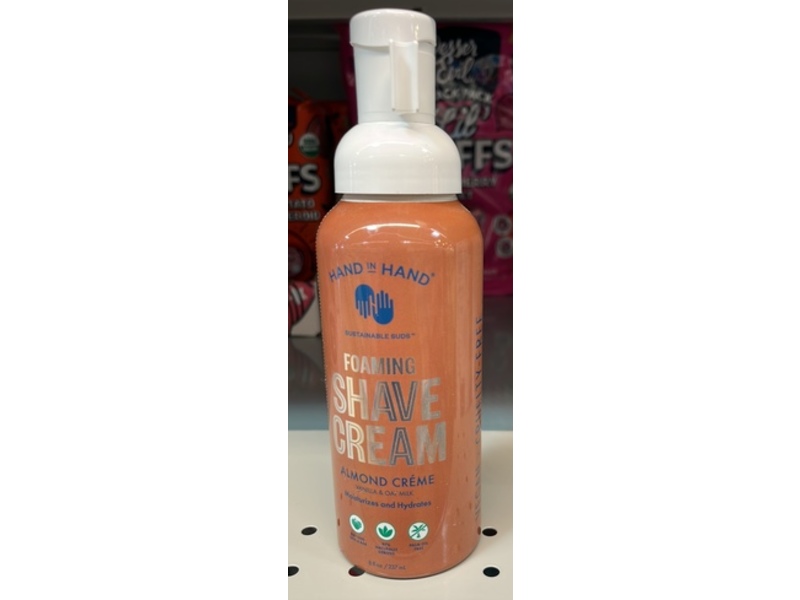 Hand in Hand Foaming Shave Cream, Almond Creme, 6 fl oz/237 mL