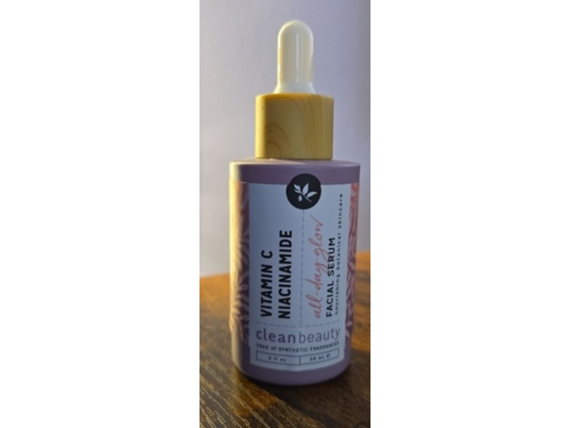 Clean Beauty All Day Glow Facial Serum, Vitamin C + Niacinamide, 2 fl oz/59 mL