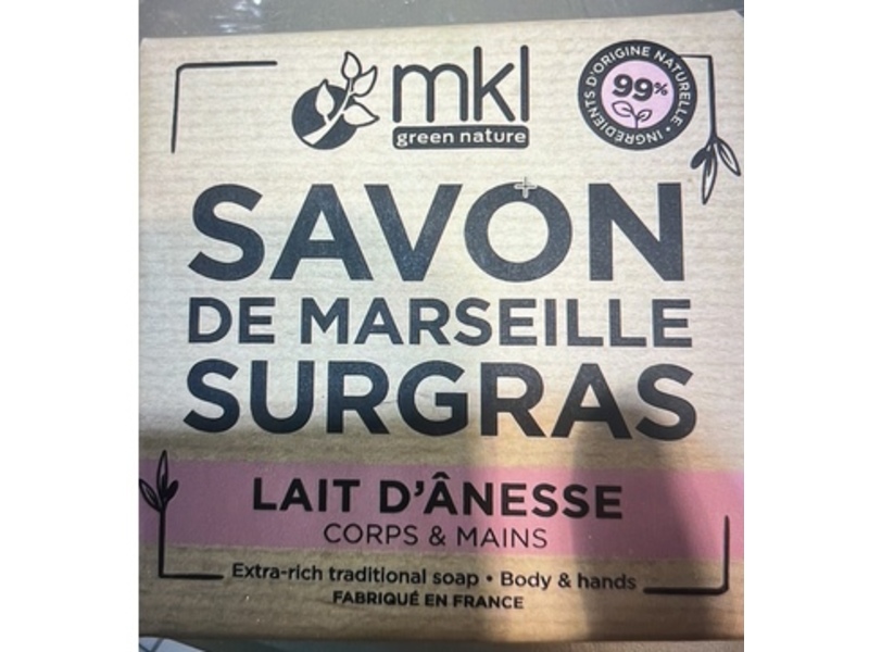 MKL Green Nature Marseille Soap, Donkey Milk, 3.5 oz/100 g