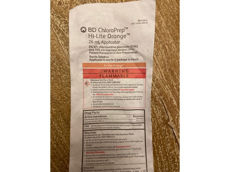 BD ChloraPrep Hi-Lite Orange, 26 mL applicator