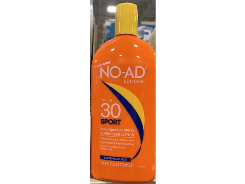 NO-AD Sun Care Sport Sunscreen Lotion, SPF 30, 16 fl oz/473 mL
