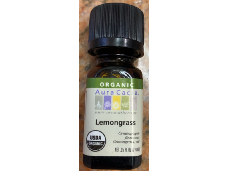 Aura Cacia Pure Essential Oil, Lemongrass, 0.25 fl oz/7.4 mL