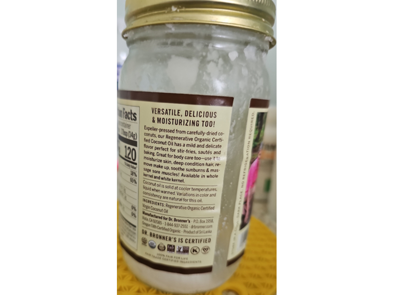 Dr. Bronner's Regenerative Organic Coconut Oil, 14 fl oz/414 mL