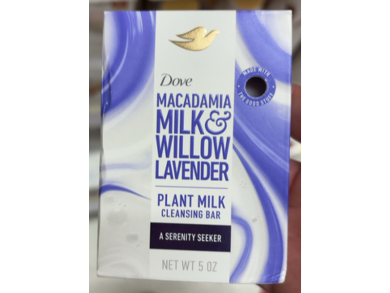 Dove Plant Milk Cleansing Bar, Macadamia Milk & Willow Lavender, 5 oz