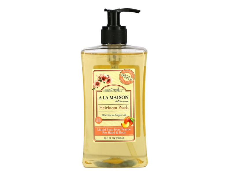 A La Maison de Provence Liquid Hand & Body Soap, Heirloom Peach, 16.9 fl oz/500 mL