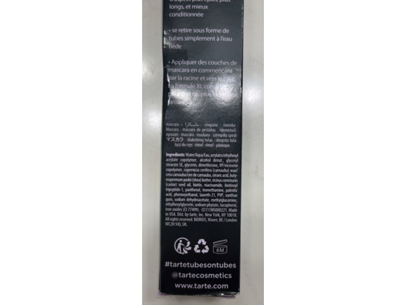 Tarte Cosmetics Tartelette XL Tubing Mascara, Black, 0.27 fl oz/8 mL