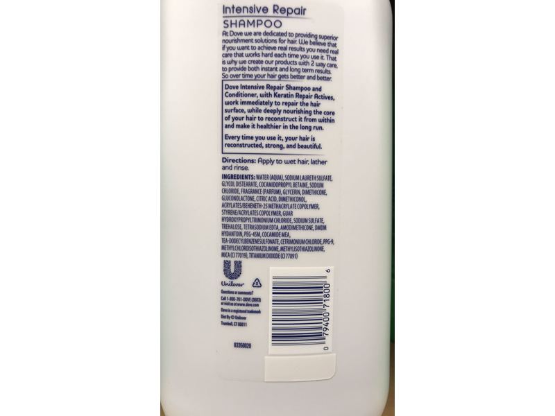 Dove Damaged Hair Shampoo, Intensive Repair, 31 Ounce