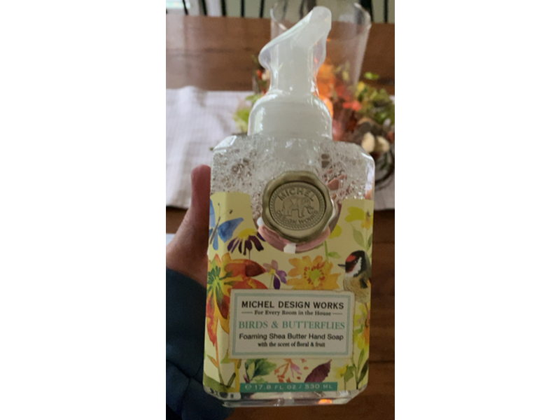 Michel Design Works Foaming Shea Butter Hand Soap, Birds & Butterflies, 17.8 fl oz/530 mL