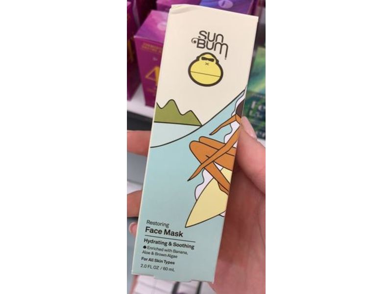 Sun Bum Restoring Face Mask, Banana, Aloe & Brown Algae, 2 fl oz/60 mL