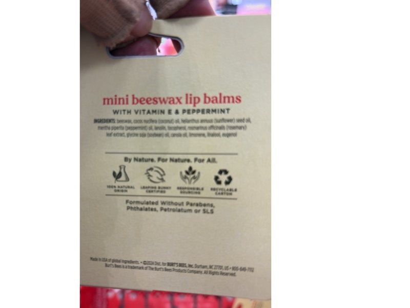 Burt's Bees Beeswax Lip Balm, Vitamin E + Peppermint, 0.049 oz/1.38 g, 2 Count