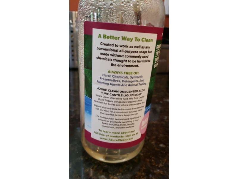 Azure Clean Pure Castile Liquid Soap, Aloe, 32 fl oz/946 mL