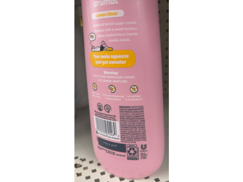 Dove x Crumbl Nourishing Body Wash, Lemon Glaze, 20 fl oz