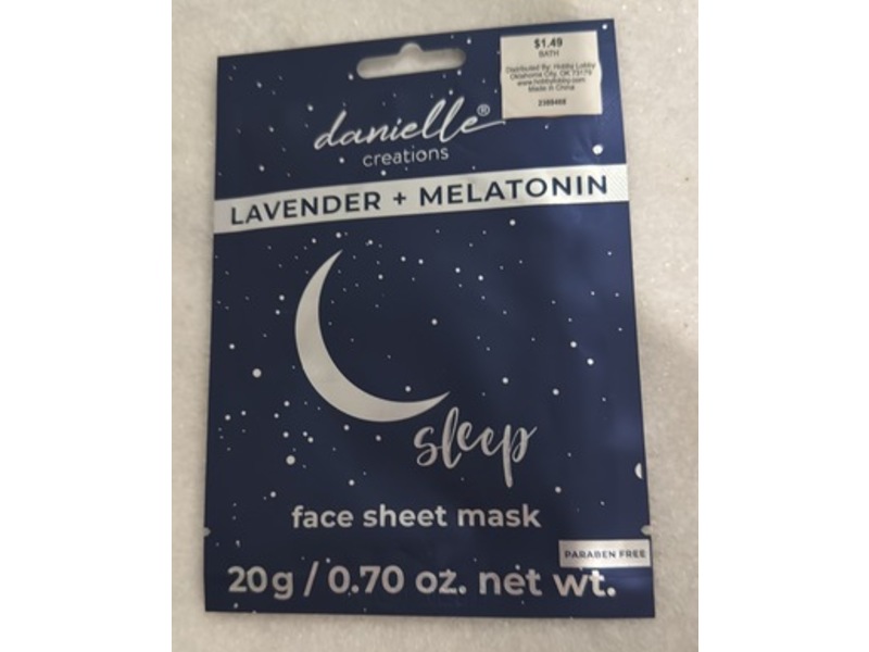 Danielle Creations Sleep Face Sheet Mask, Lavender + Melatonin, 0.70 oz/20 g