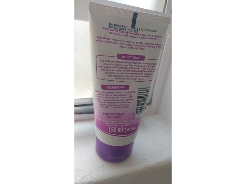 Cuticura Face Wash Gel, Lemon Extract, 5.07 fl oz/150 mL