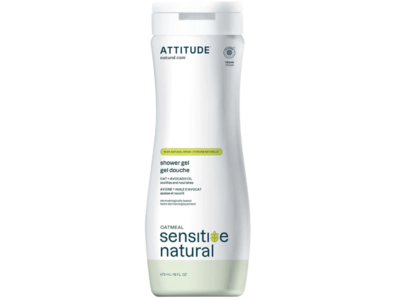 Attitude Sensitive Natural Shower Gel, Oat + Avocado Oil, 16 fl oz/473 mL