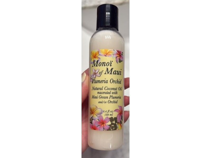 Monoi Of Maui Natural Coconut Oil, Plumeria Orchid, 6.4 fl oz/188 mL