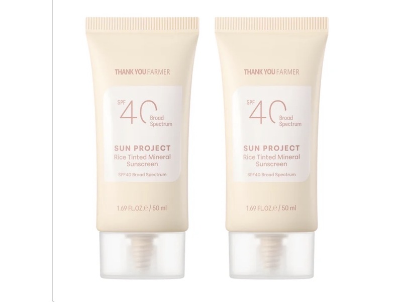 Thank You Farmer Sun Project Rice Tinted Mineral Sunscreen, SPF 40, 1.69 fl oz/50 mL, 2 Count