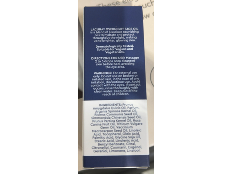 Lacura Overnight Nourishing Face Oil, Almond + Jojoba + Peach & Cranberry Oils