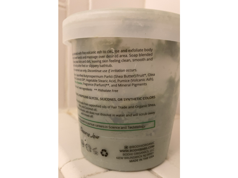 Bodhi Whipped Soap Body Scrub Volcanic Ash, White Tea + Ginger, 14 oz/397 g