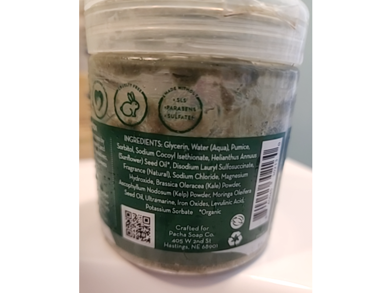 Pacha Soap Whipped Soap + Scrub, Kelp & Kale, 8 oz/227 g