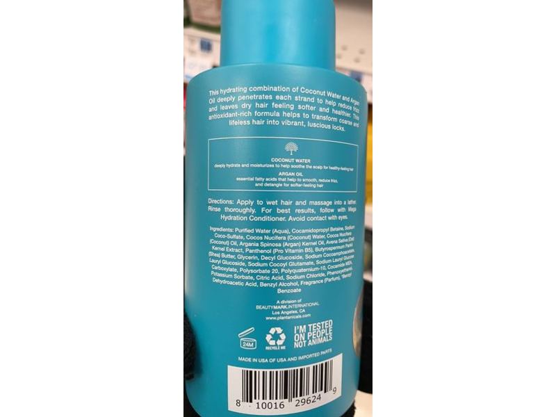 Plantanicals Mega Hydration Shampoo, Coconut Water + Argan Oil, 15.2 fl oz/450 mL