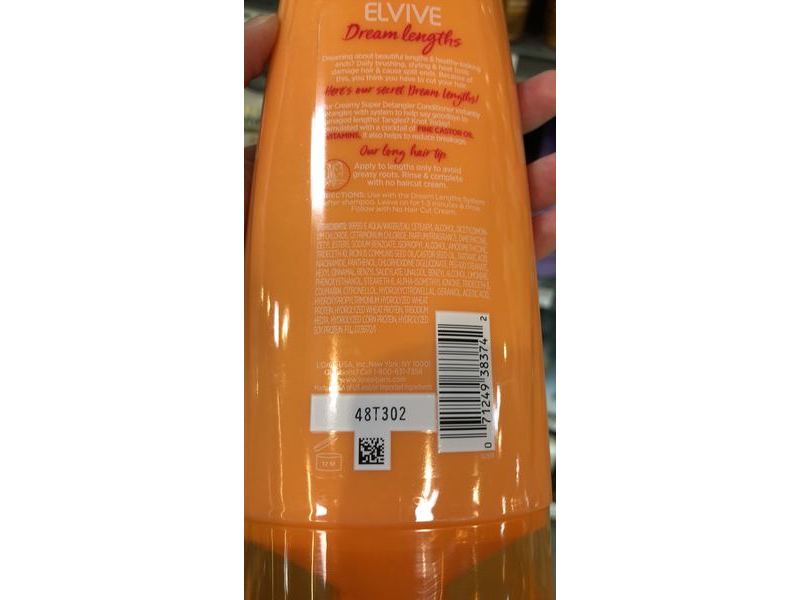 L'Oreal Paris Elvive Dream Lengths Super Detangler Conditioner, Fine Castor Oil + Vitamins, 12.6 fl oz/375 mL
