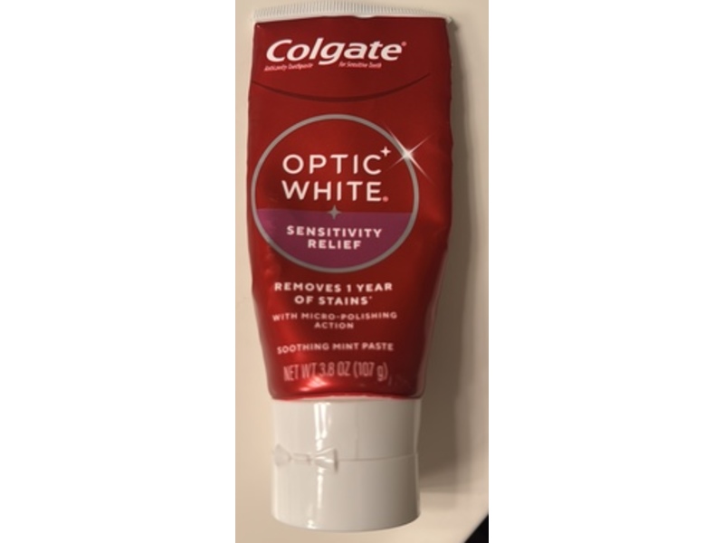 Colgate Optic White Sensitivity Relief Toothpaste, Mint, 3.8 oz/107 g