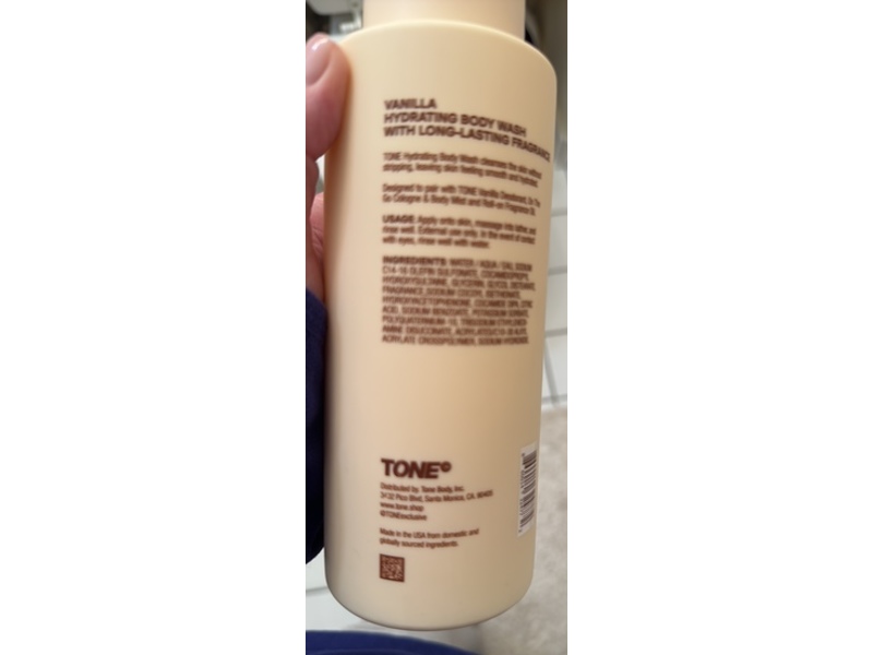 Tone Hydrating Body Wash, Vanilla Smoke, 16.9 fl oz/500 mL